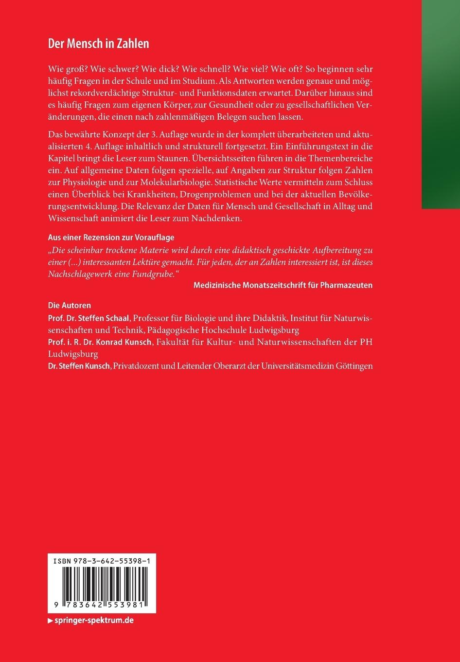 Rückseitencover Der Mensch in Zahlen