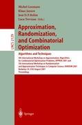 Vorderes Coverbild Approximation, Randomization and Combinatorial Optimization: Algorithms and Techniques