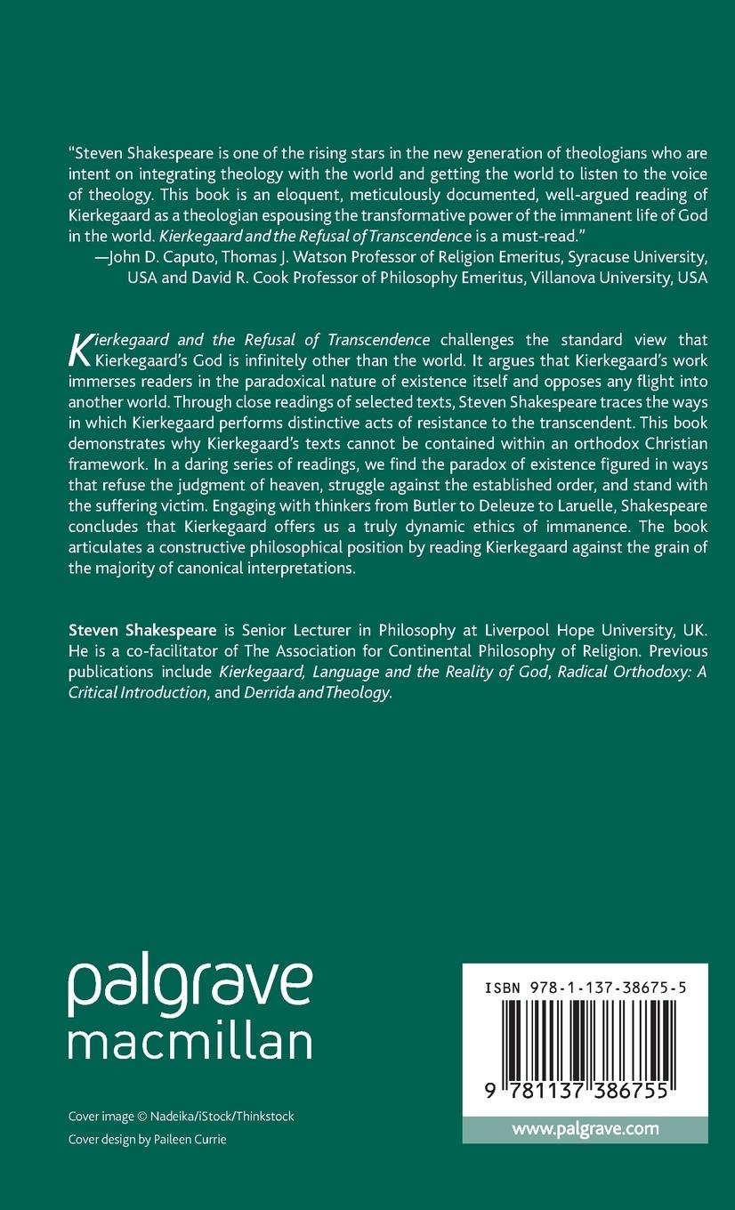 Rückseitencover Kierkegaard and the Refusal of Transcendence