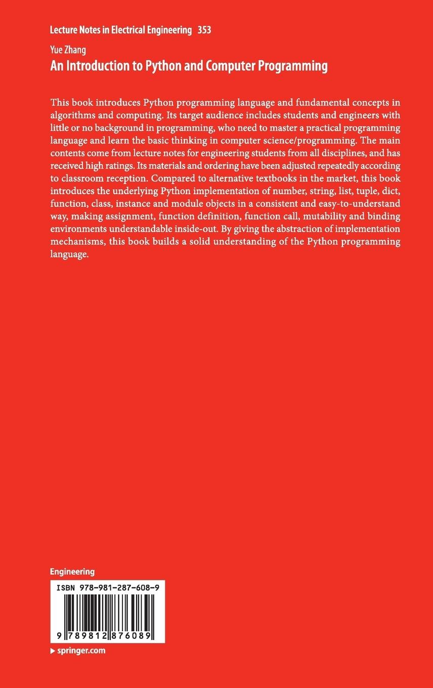 Rückseitencover An Introduction to Python and Computer Programming