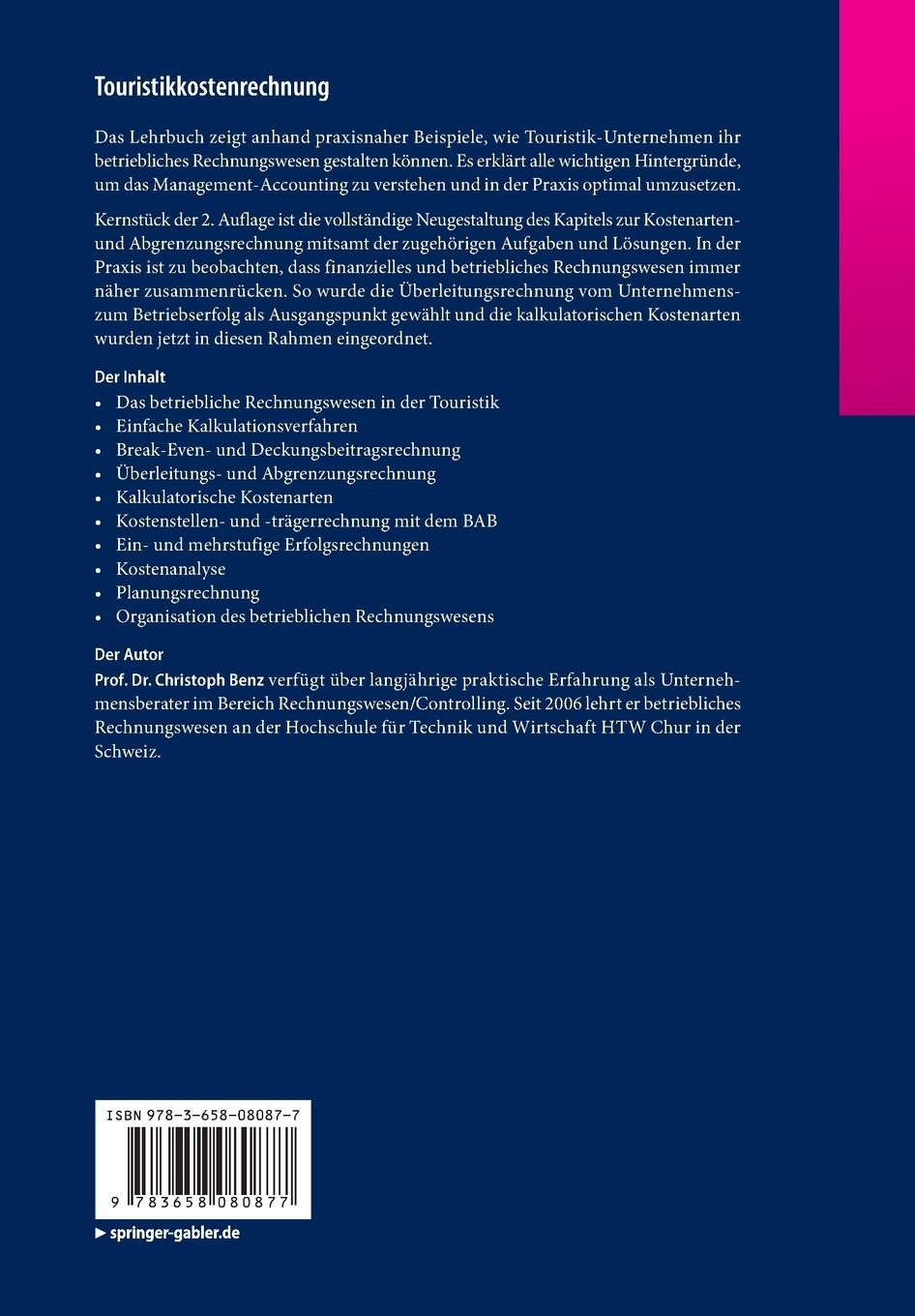 Rückseitencover Touristikkostenrechnung