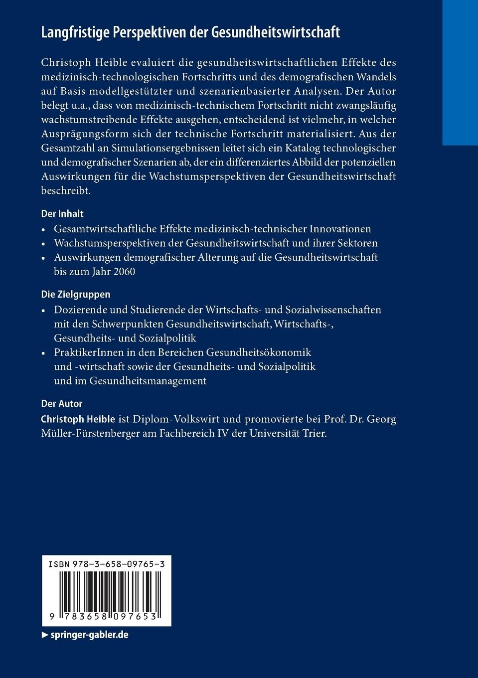 Rückseitencover Langfristige Perspektiven der Gesundheitswirtschaft