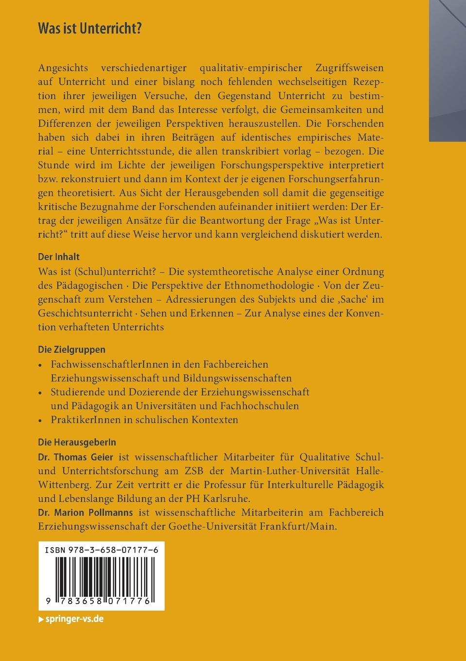 Rückseitencover Was ist Unterricht?