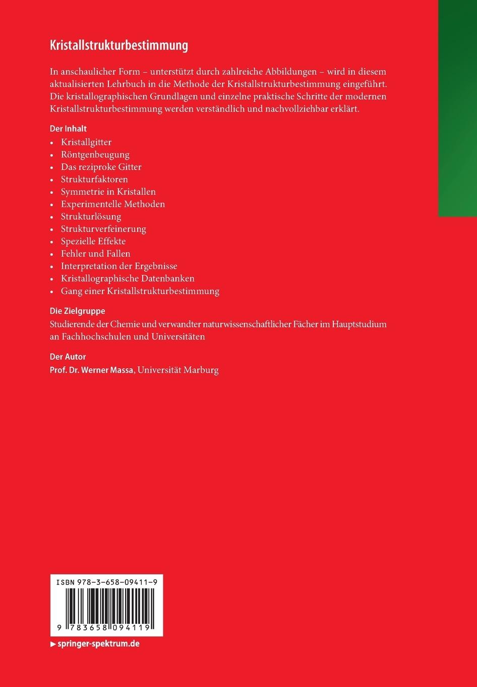 Rückseitencover Kristallstrukturbestimmung