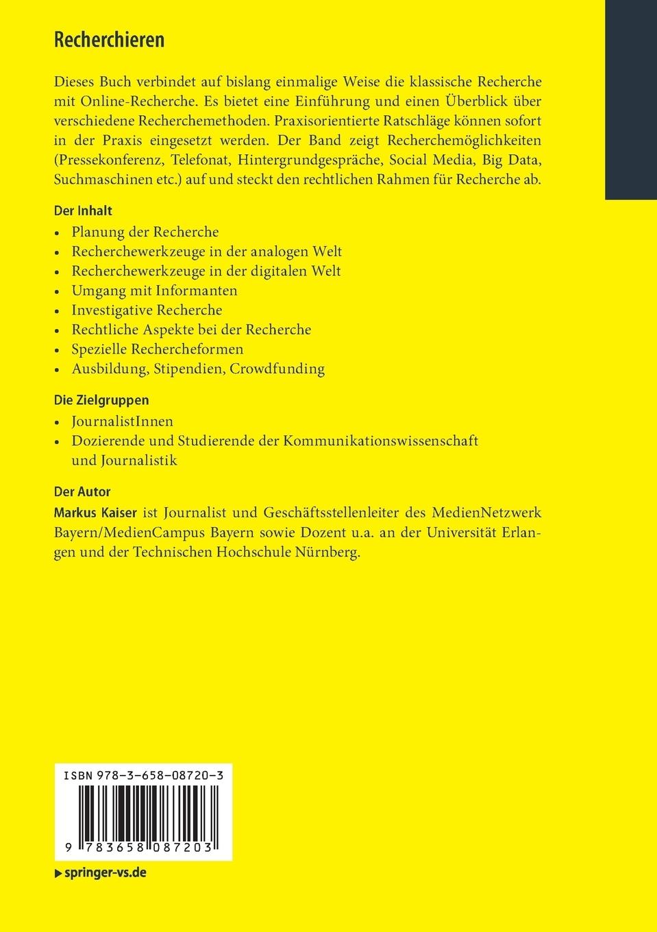 Rückseitencover Recherchieren