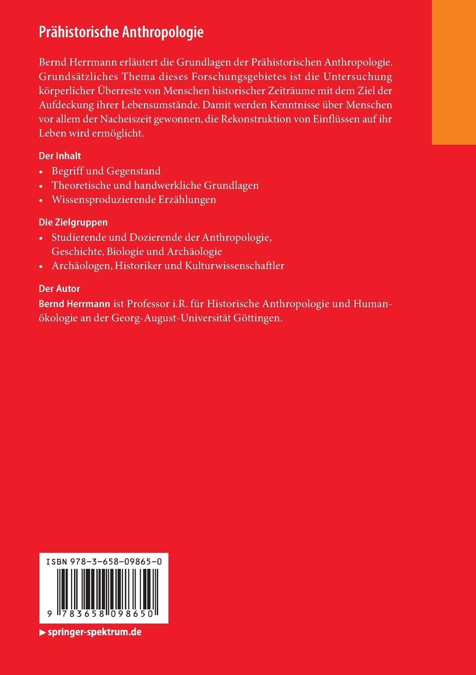 Rückseitencover Prähistorische Anthropologie