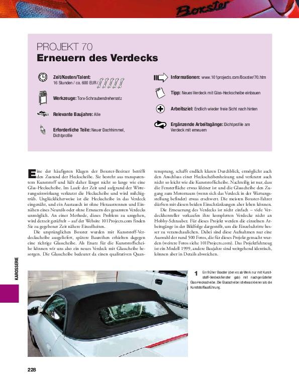 Beispielinhalt (Bild) Das Porsche Boxster 986/987 Schrauberhandbuch