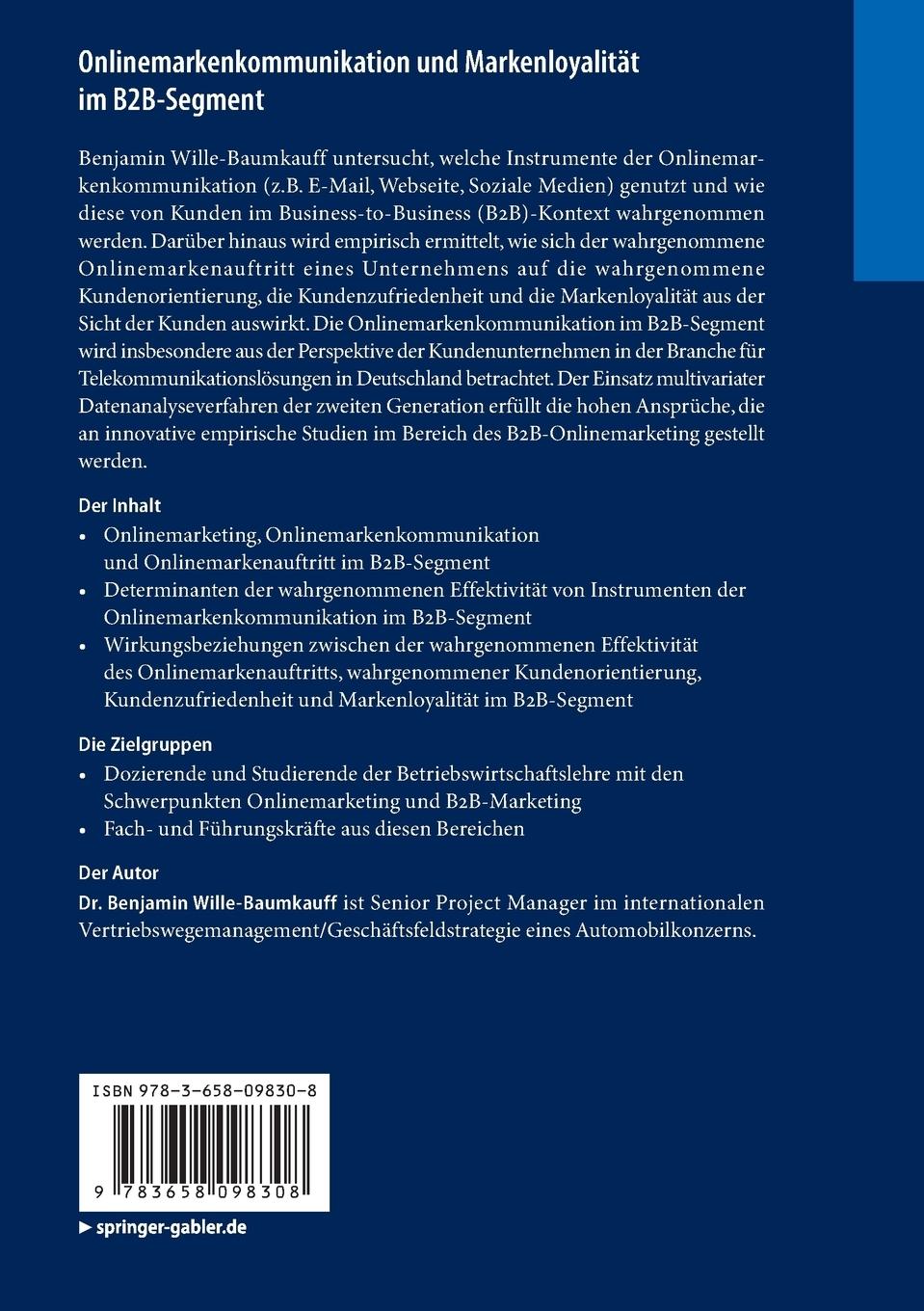 Rückseitencover Onlinemarkenkommunikation und Markenloyalität im B2B-Segment