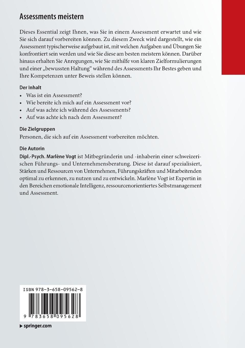 Rückseitencover Assessments meistern