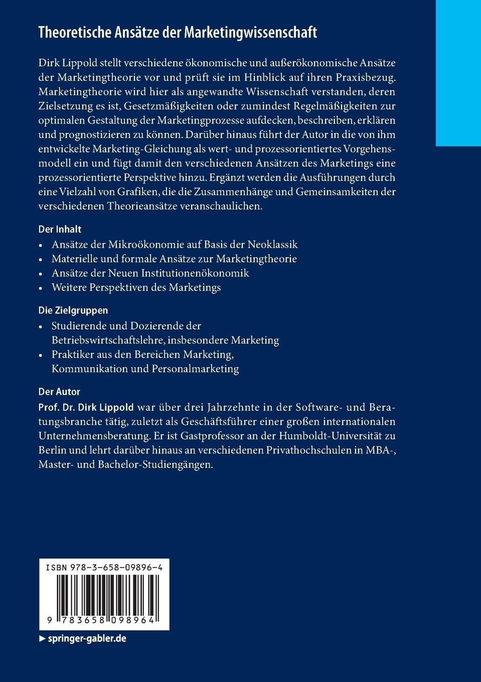 Rückseitencover Theoretische Ansätze der Marketingwissenschaft
