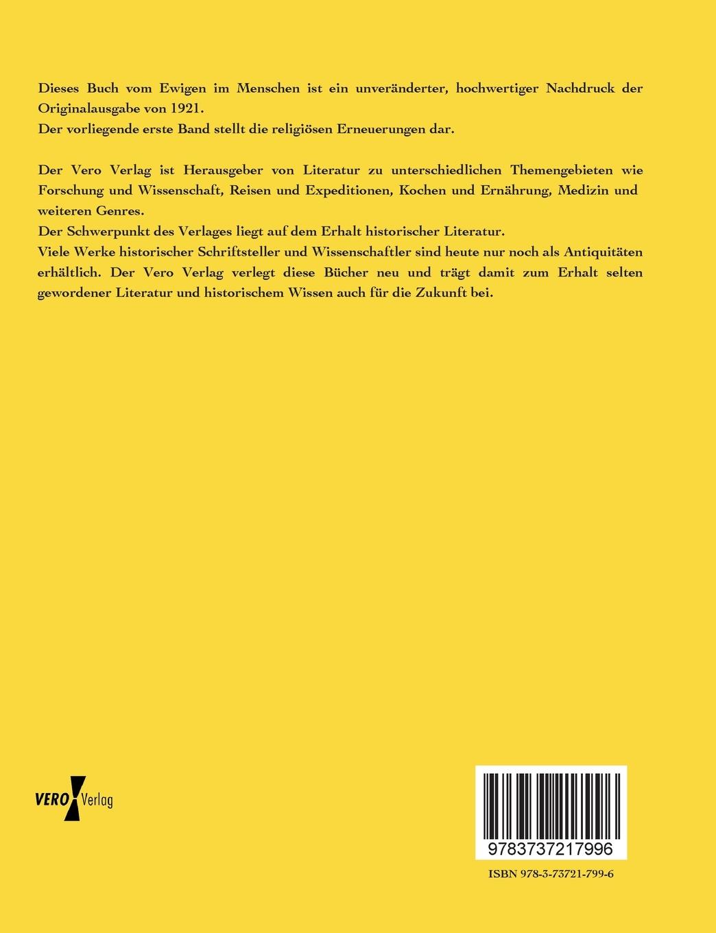 Rückseitencover Vom Ewigen im Menschen