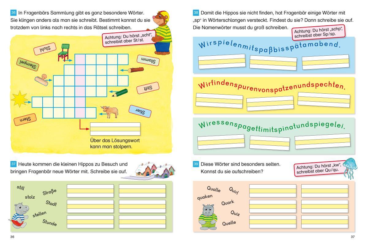 Beispielinhalt (Bild) Fragenbär - Richtig schreiben 1./2. Klasse
