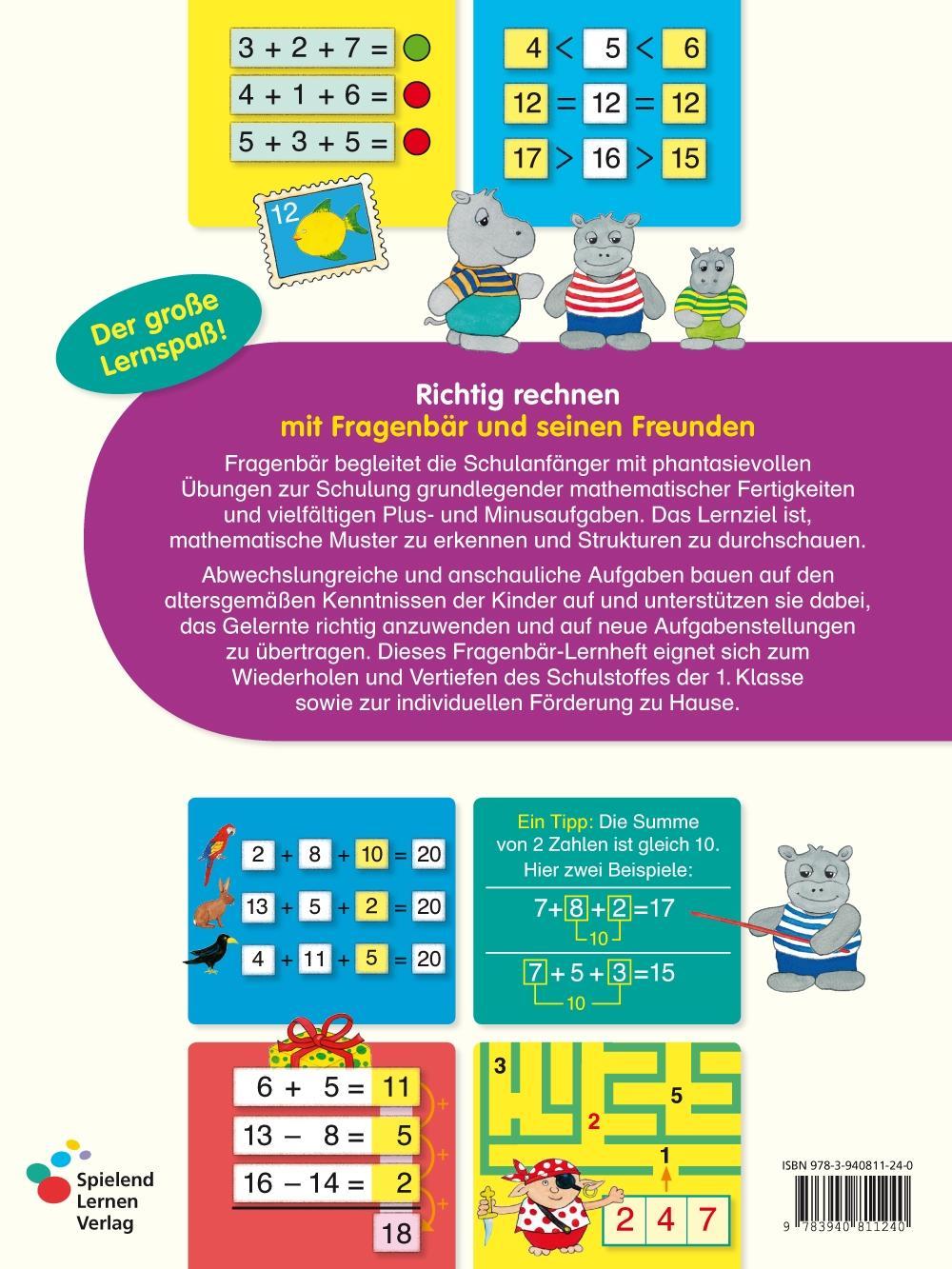 Beispielinhalt (Bild) Fragenbär - Richtig rechnen 1. Klasse