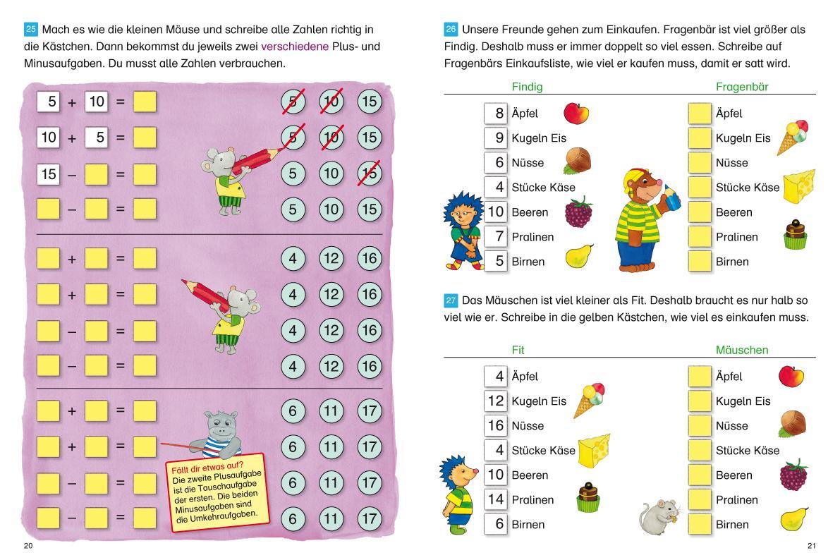 Beispielinhalt (Bild) Fragenbär - Richtig rechnen 1. Klasse