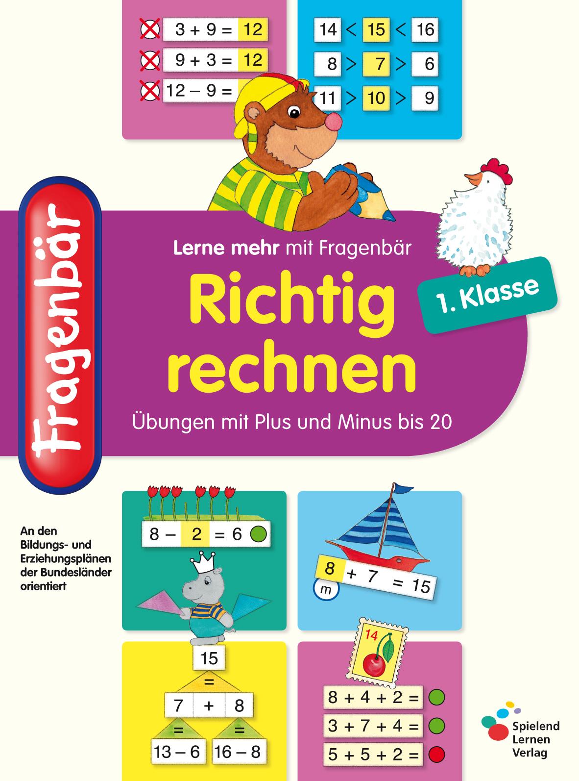 Vorderes Coverbild Fragenbär - Richtig rechnen 1. Klasse