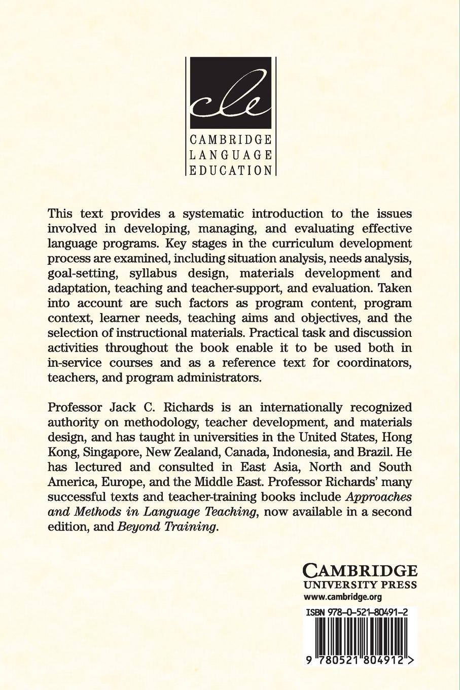 Rückseitencover Curriculum Development in Language Teaching