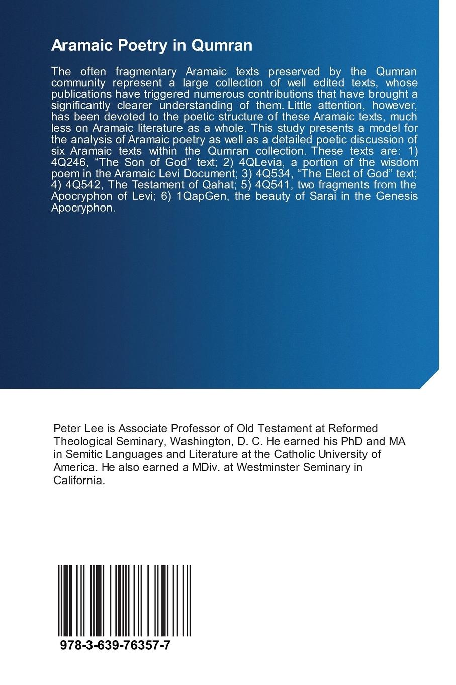 Rückseitencover Aramaic Poetry in Qumran