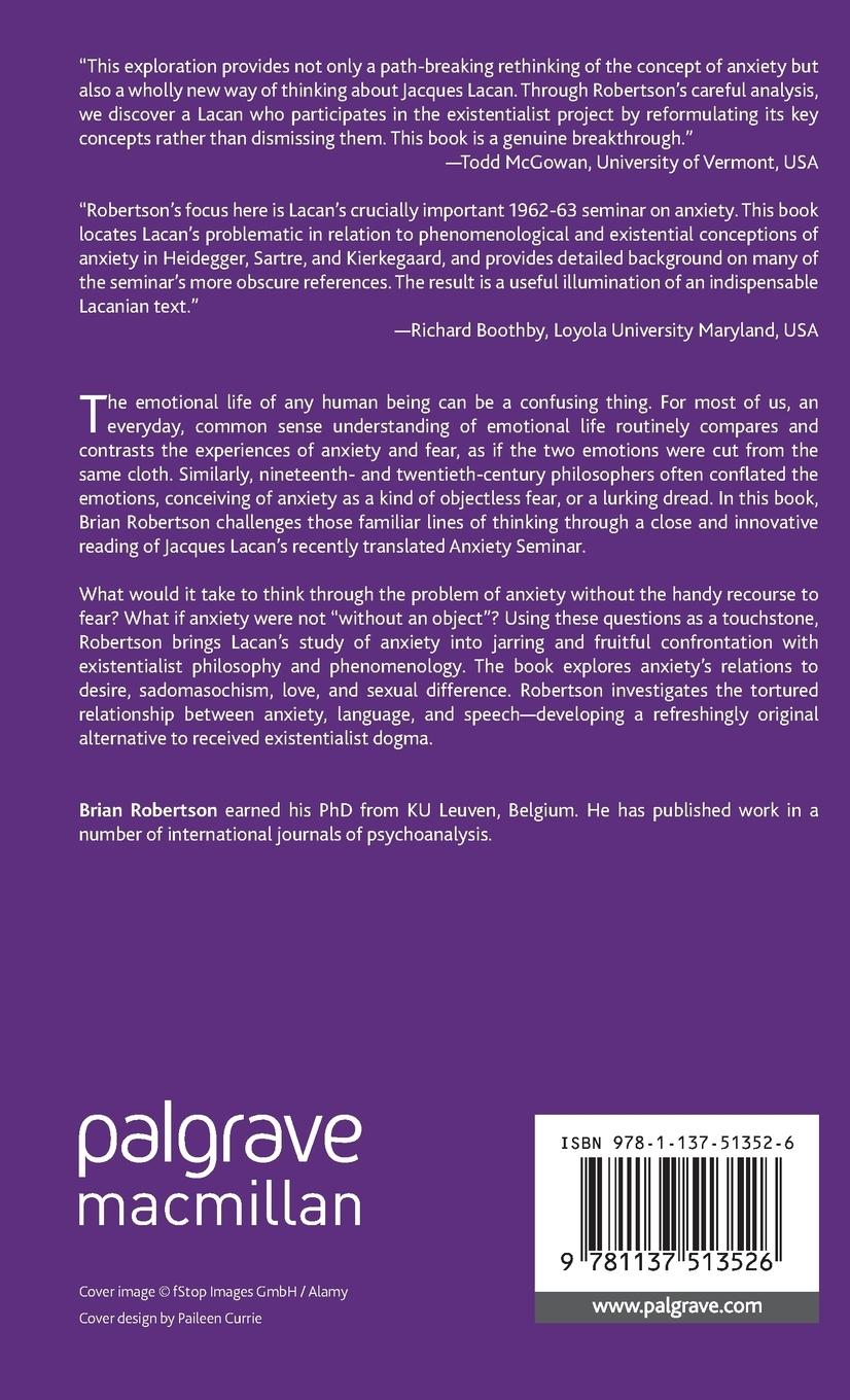 Rückseitencover Lacanian Antiphilosophy and the Problem of Anxiety