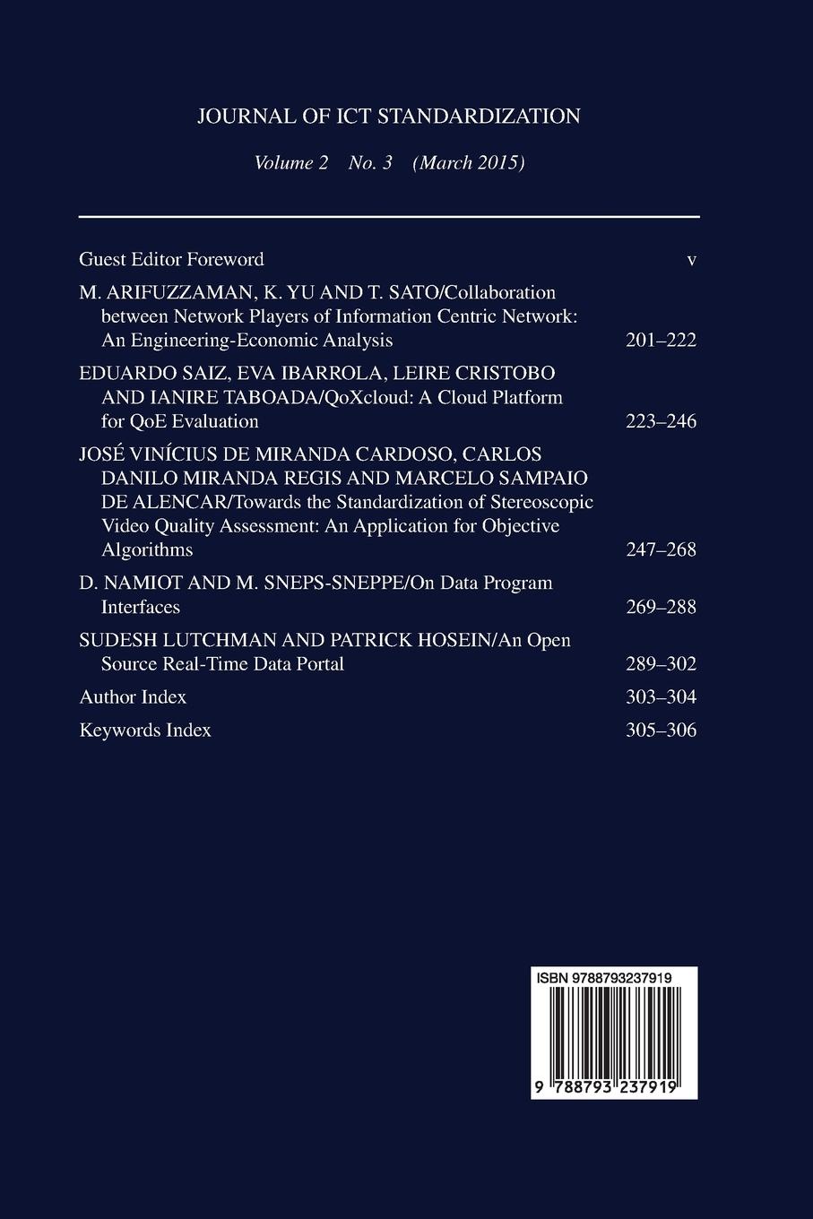 Rückseitencover Journal of ICT Standardisation