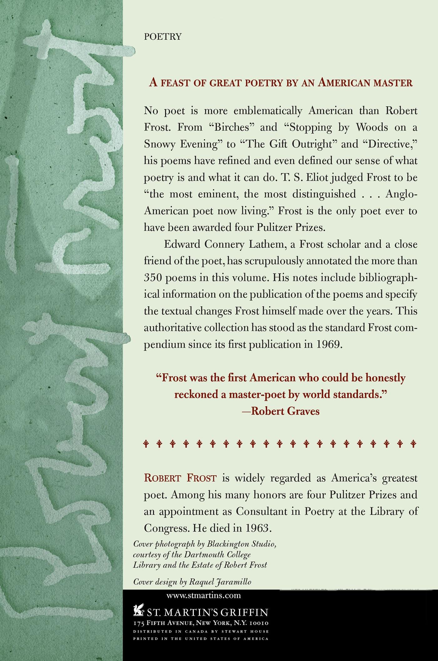 Rückseitencover The Poetry of Robert Frost