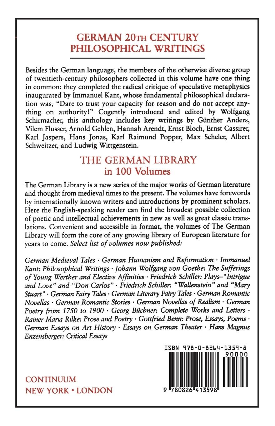 Rückseitencover German 20th Century Philosophical Writings