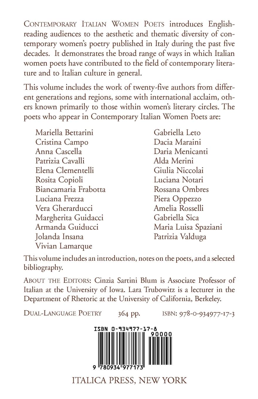 Rückseitencover Contemporary Italian Women Poets