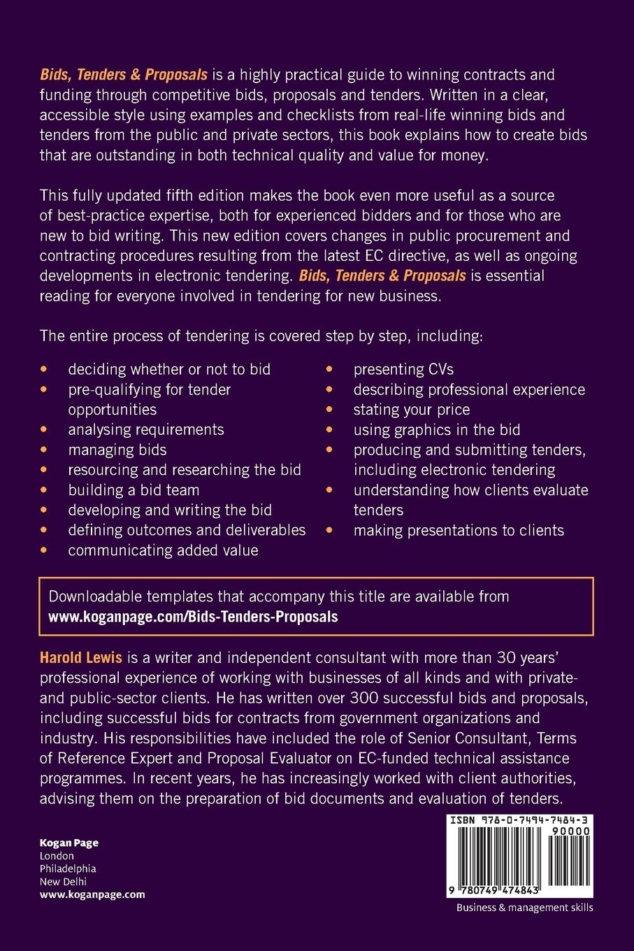 Rückseitencover Bids, Tenders and Proposals