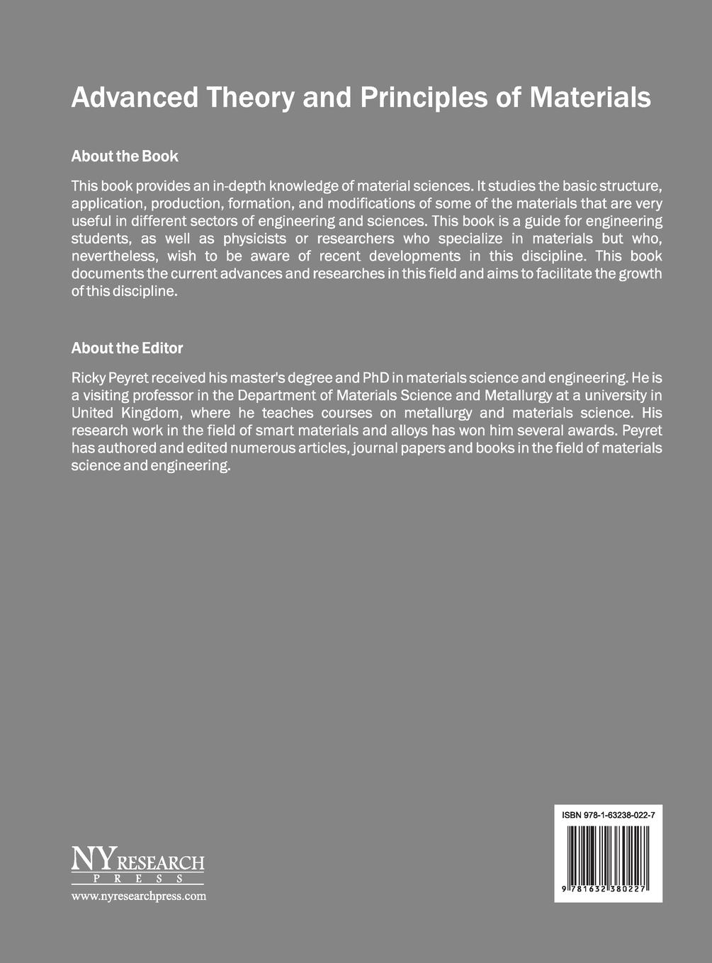 Rückseitencover Advanced Theory and Principles of Materials