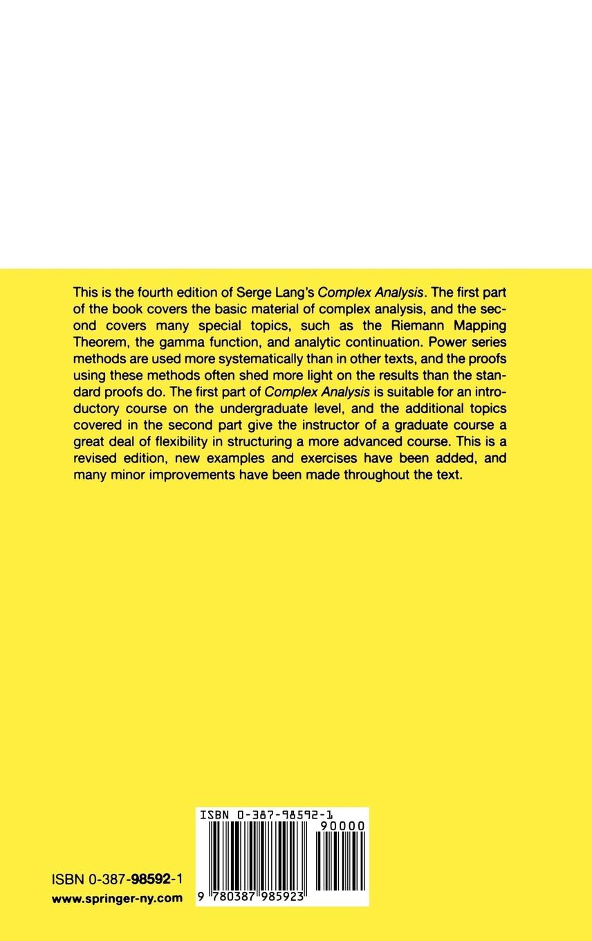 Rückseitencover Complex Analysis