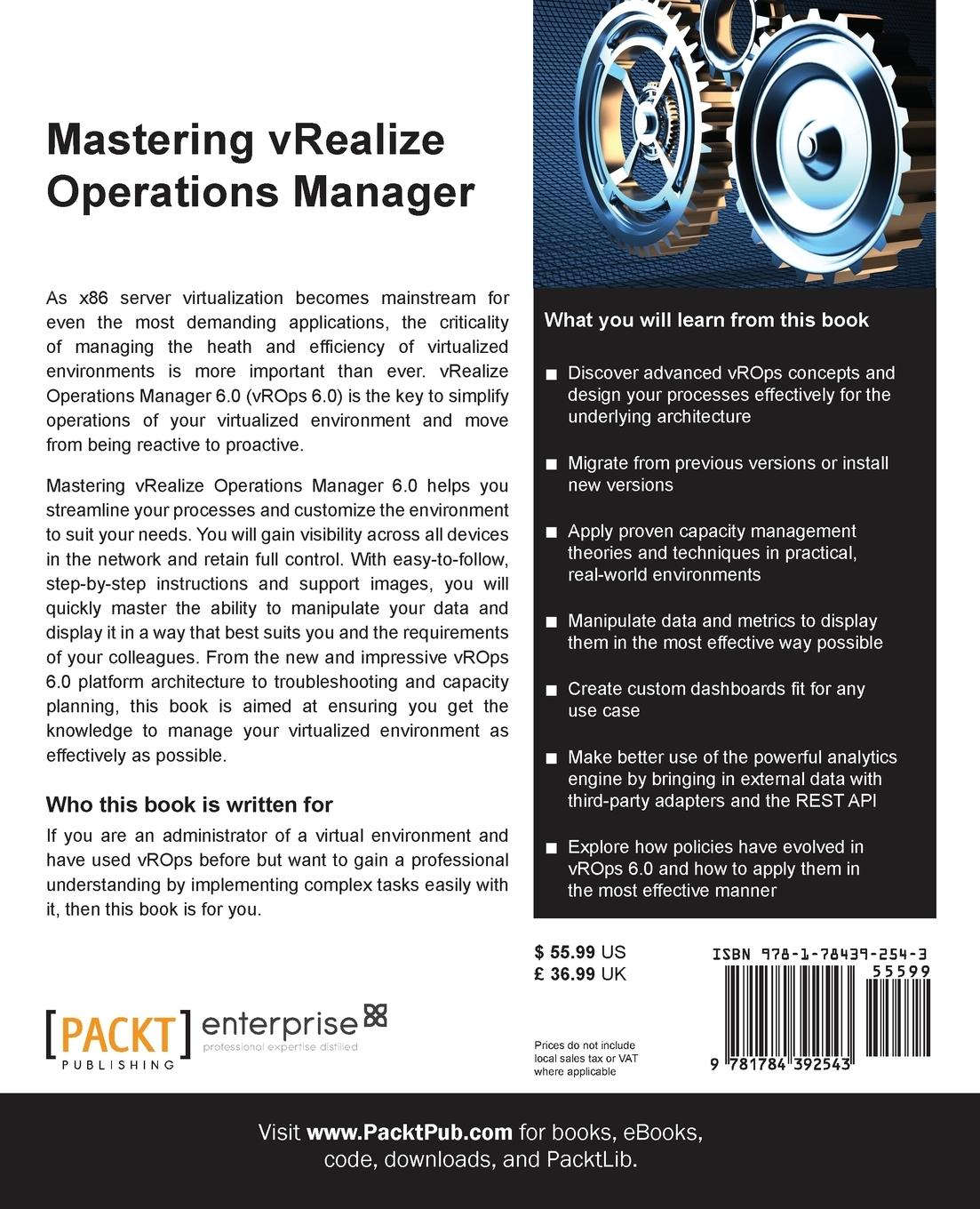 Rückseitencover Mastering vRealize Operations Manager