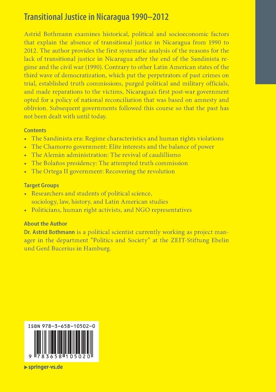 Rückseitencover Transitional Justice in Nicaragua 1990-2012