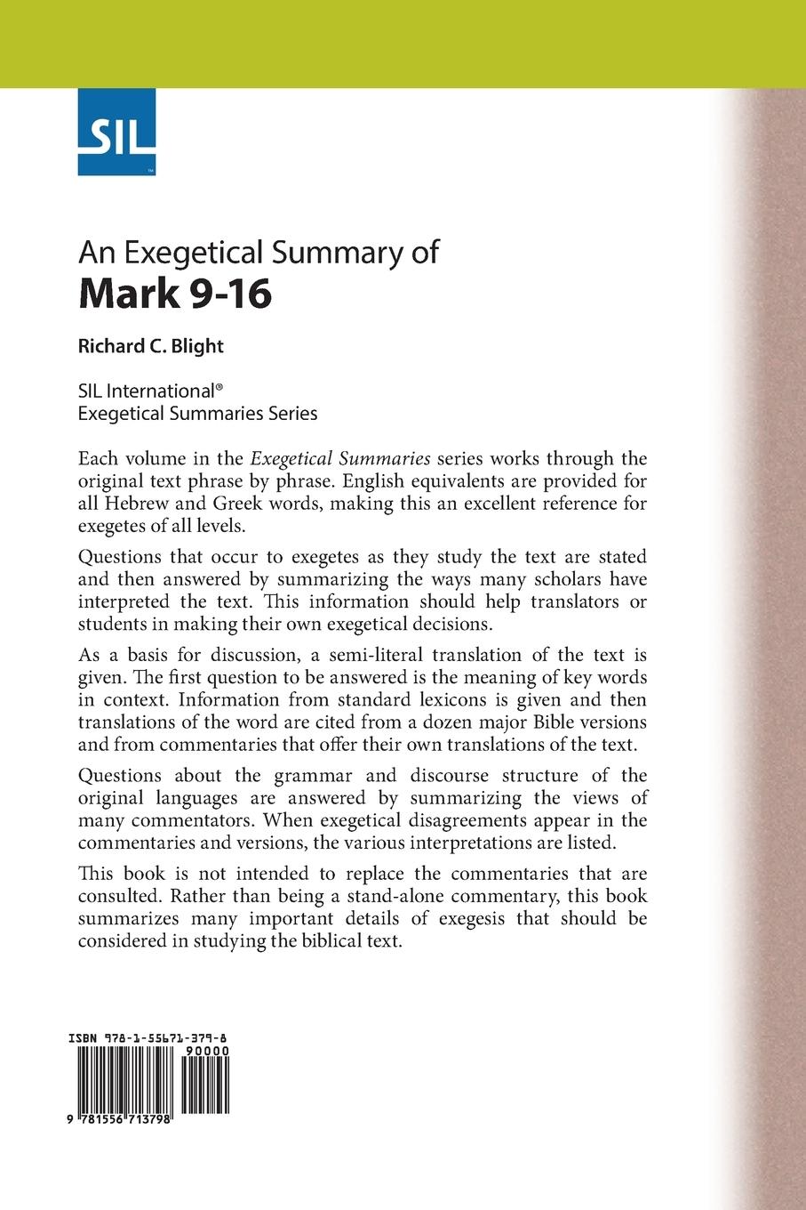 Rückseitencover An Exegetical Summary of Mark 9-16
