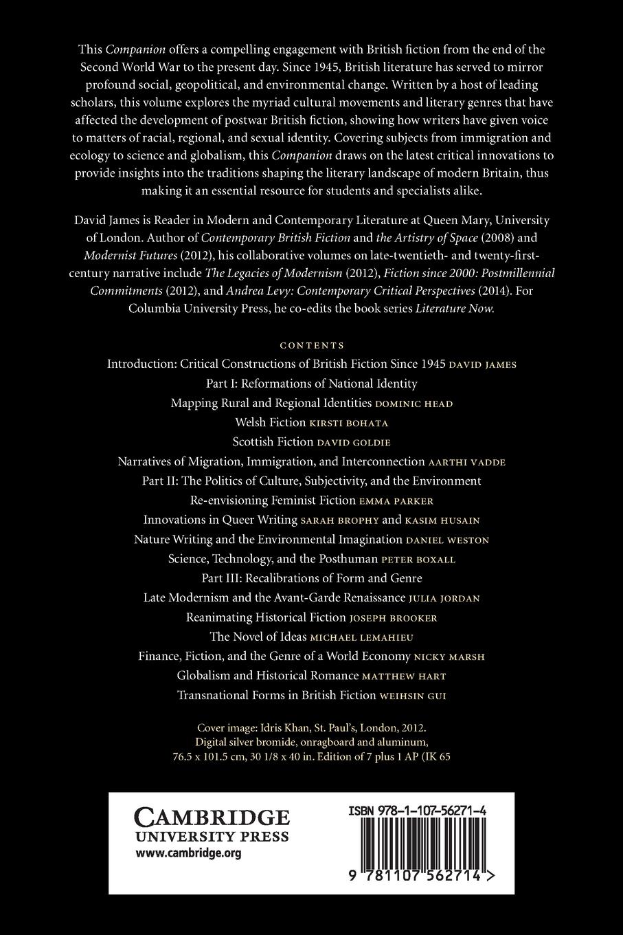 Rückseitencover The Cambridge Companion to British Fiction since 1945