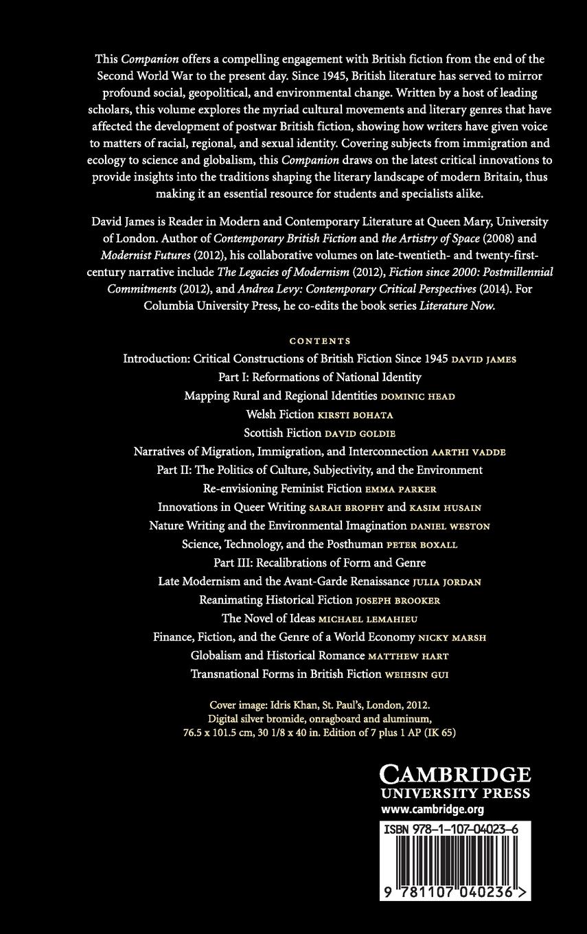 Rückseitencover The Cambridge Companion to British Fiction since 1945
