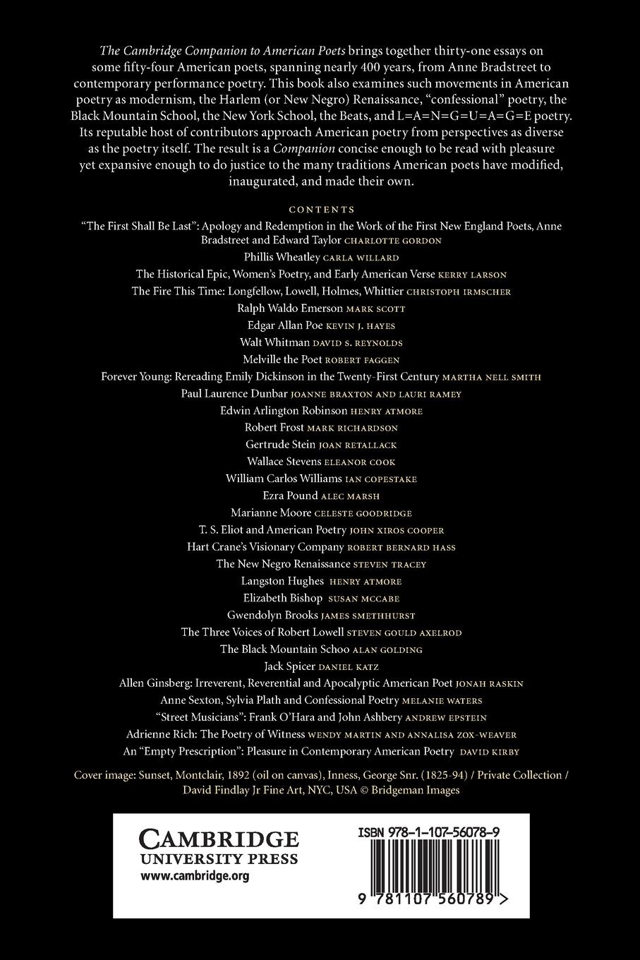 Rückseitencover The Cambridge Companion to American Poets