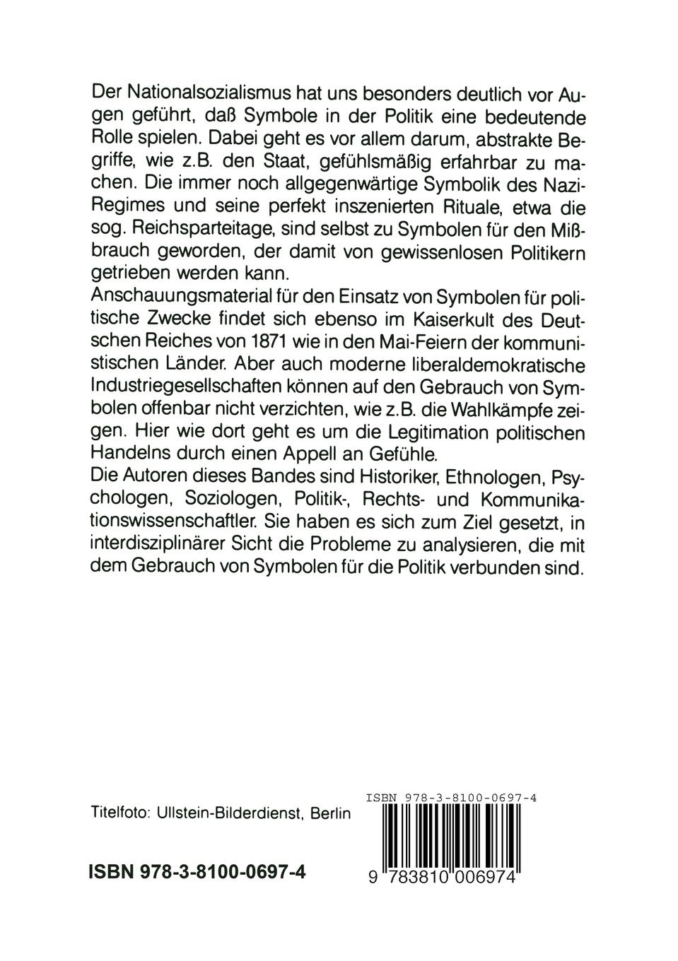 Rückseitencover Symbole der Politik - Politik der Symbole