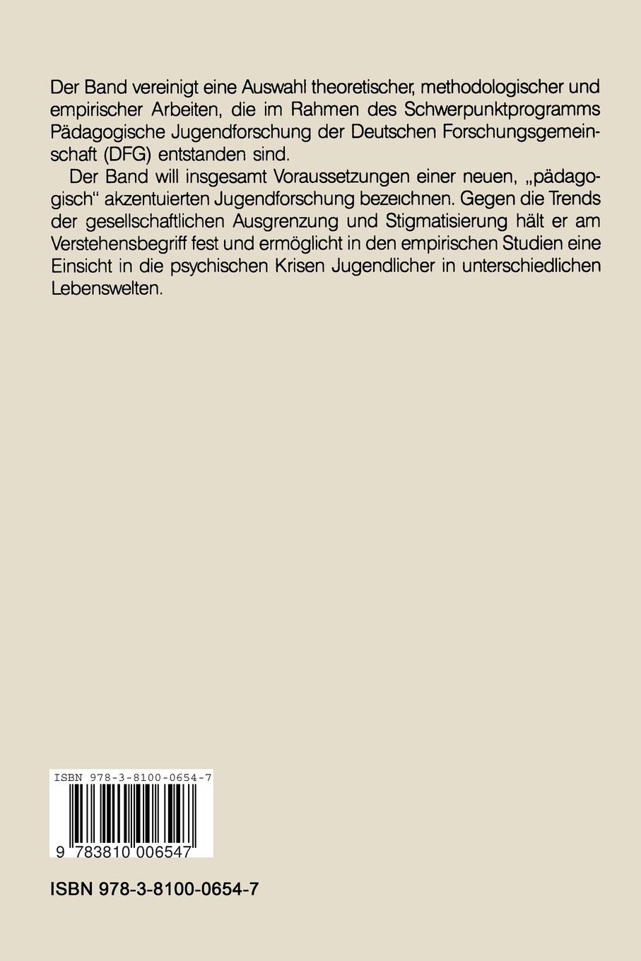 Rückseitencover Pädagogische Jugendforschung