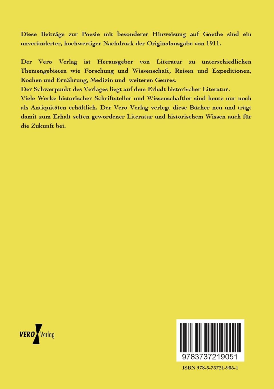 Rückseitencover Beiträge zur Poesie