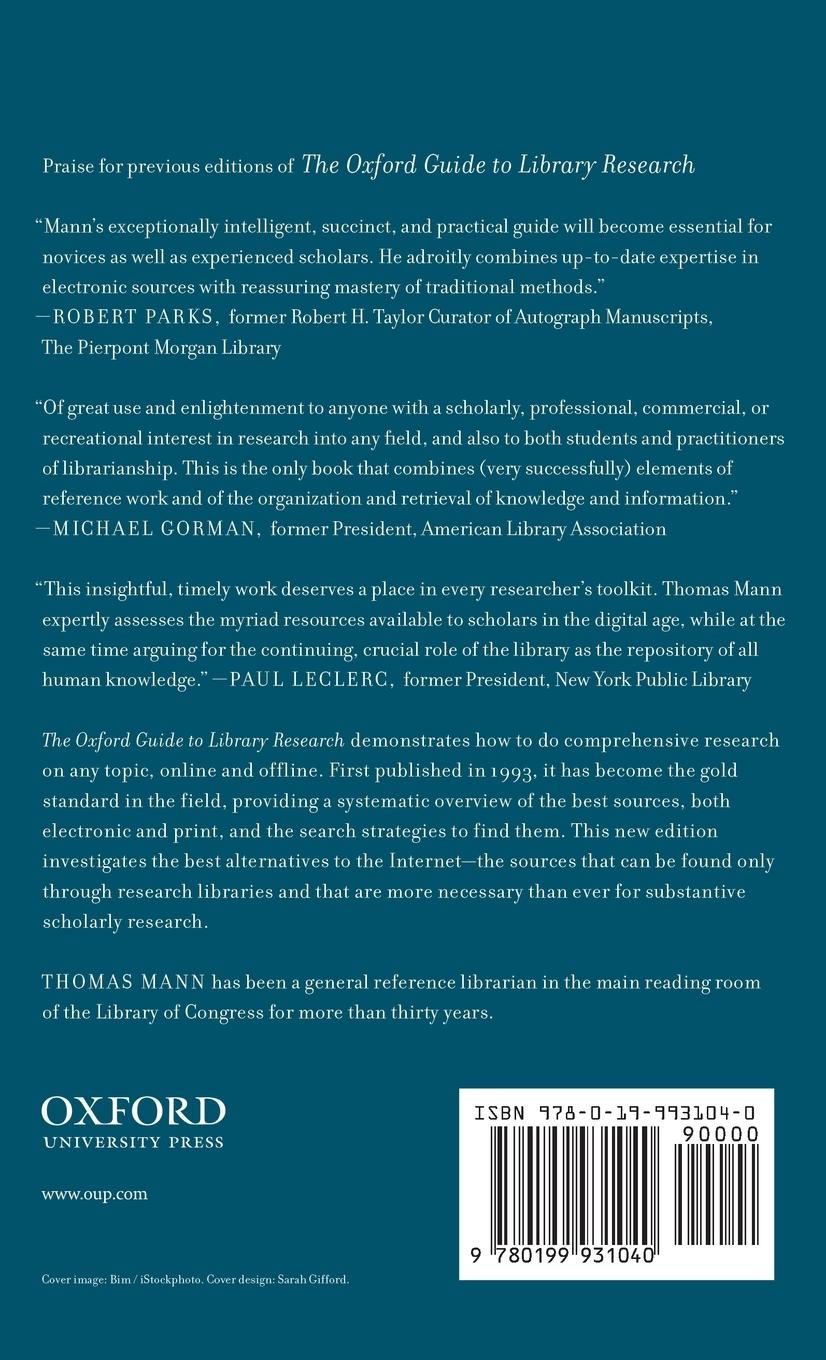Rückseitencover The Oxford Guide to Library Research