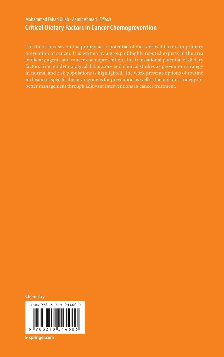 Rückseitencover Critical Dietary Factors in Cancer Chemoprevention
