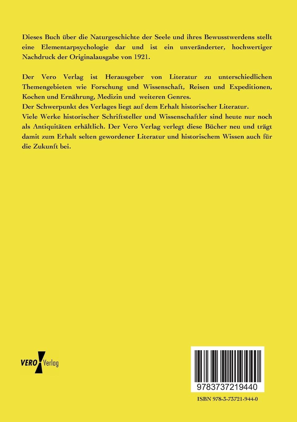 Rückseitencover Naturgeschichte der Seele und ihres Bewusstwerdens