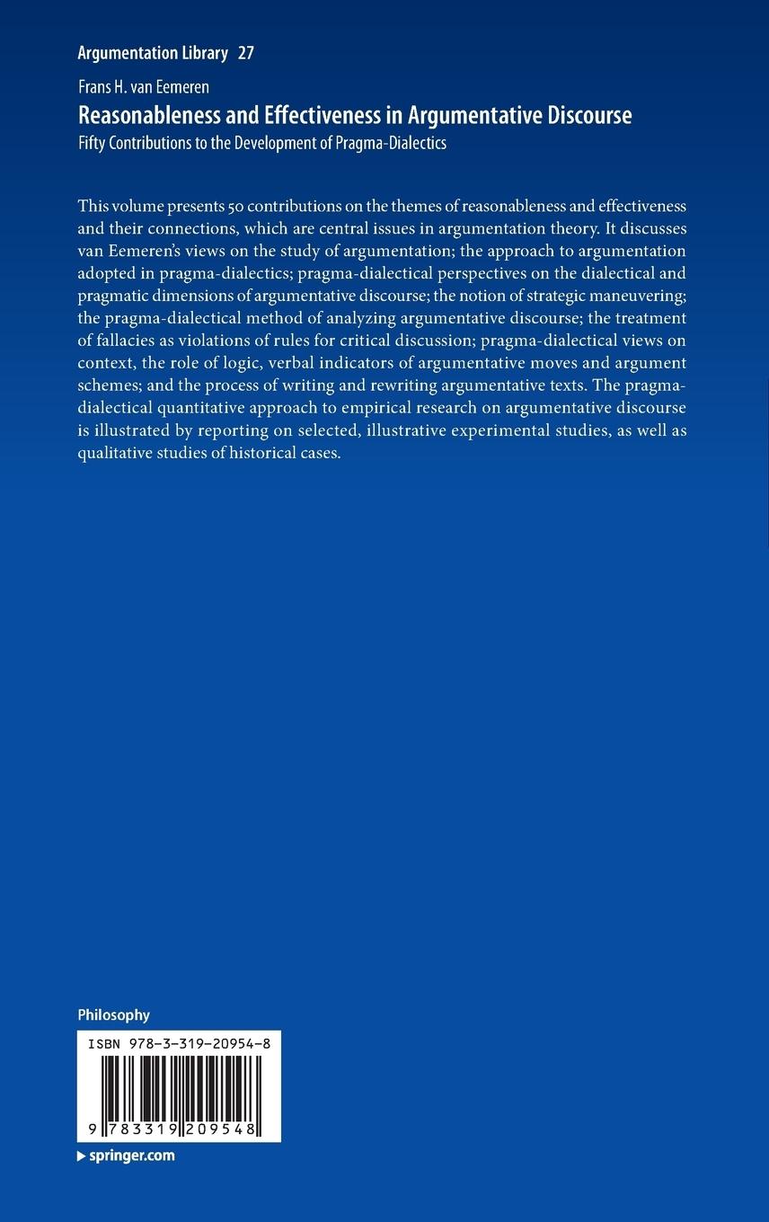 Rückseitencover Reasonableness and Effectiveness in Argumentative Discourse