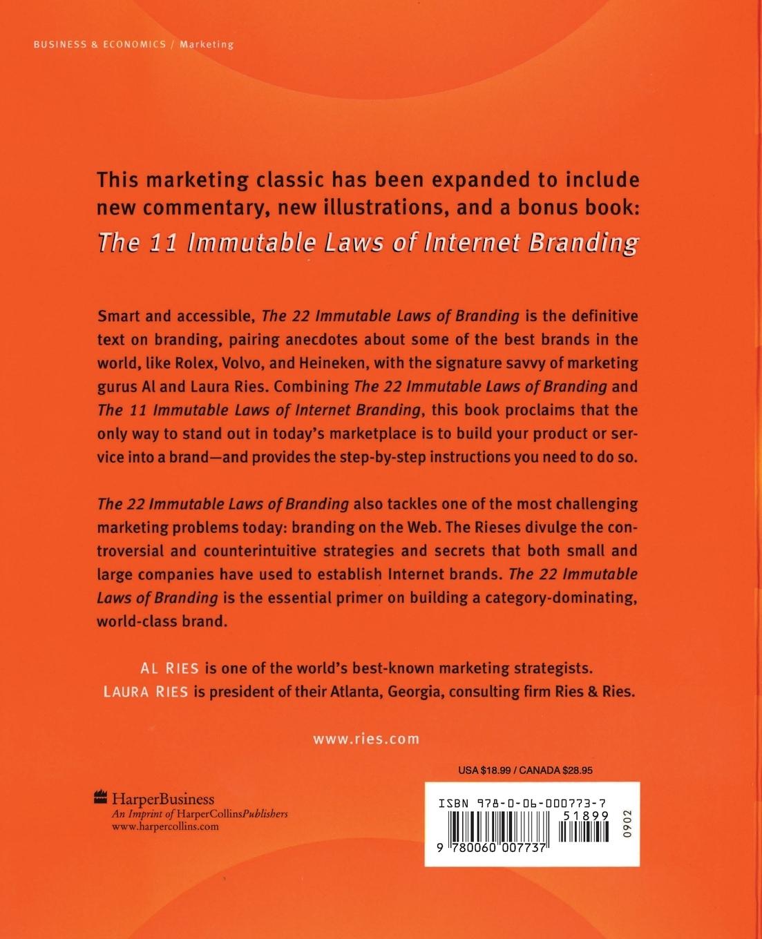 Rückseitencover The 22 Immutable Laws of Branding