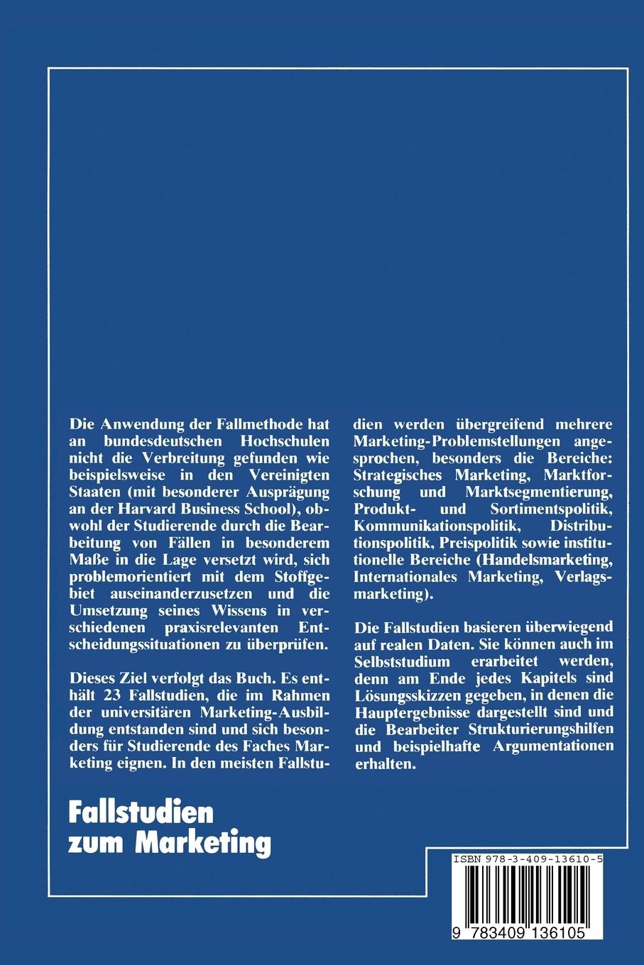 Rückseitencover Fallstudien zum Marketing