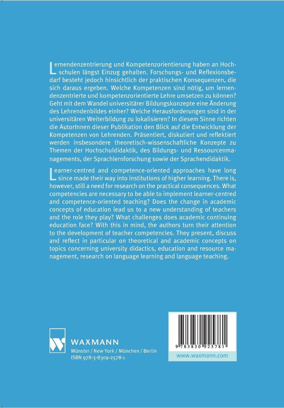Rückseitencover Akademische Lehrkompetenzen im Diskurs A Discourse on Academic Teaching Competencies