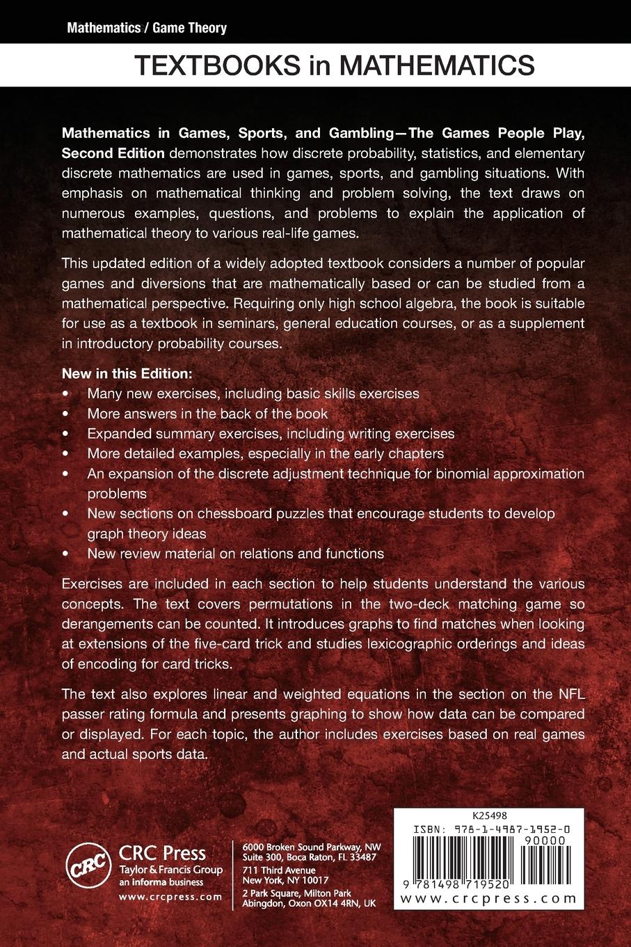 Rückseitencover Mathematics in Games, Sports, and Gambling