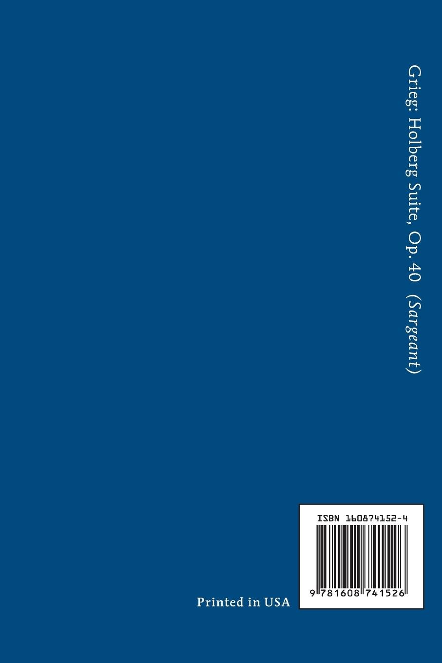 Rückseitencover Holberg Suite, Op.40