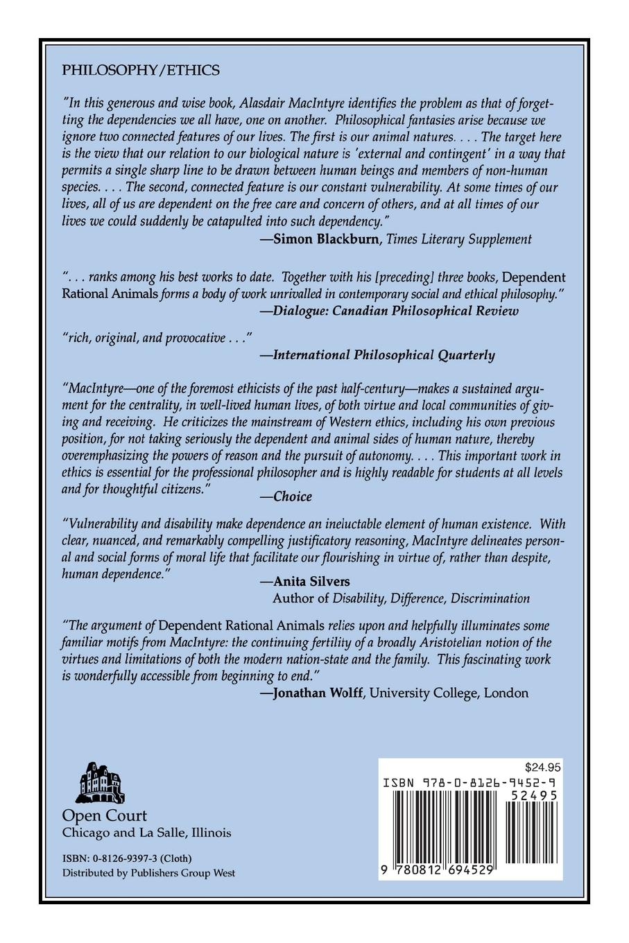 Rückseitencover Dependent Rational Animals