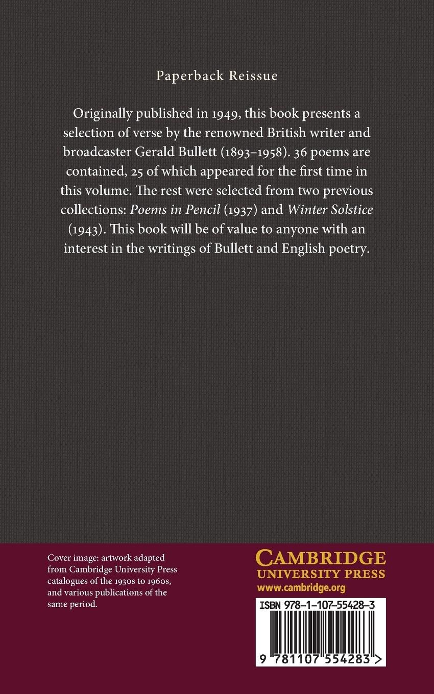 Rückseitencover Poems by Gerald Bullett