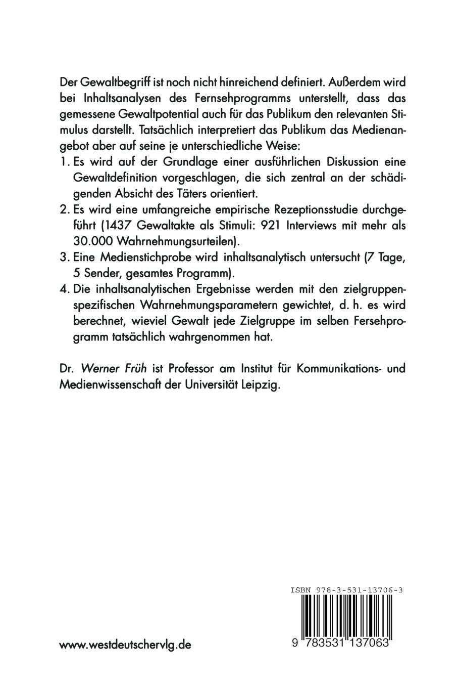 Rückseitencover Gewaltpotentiale des Fernsehangebots